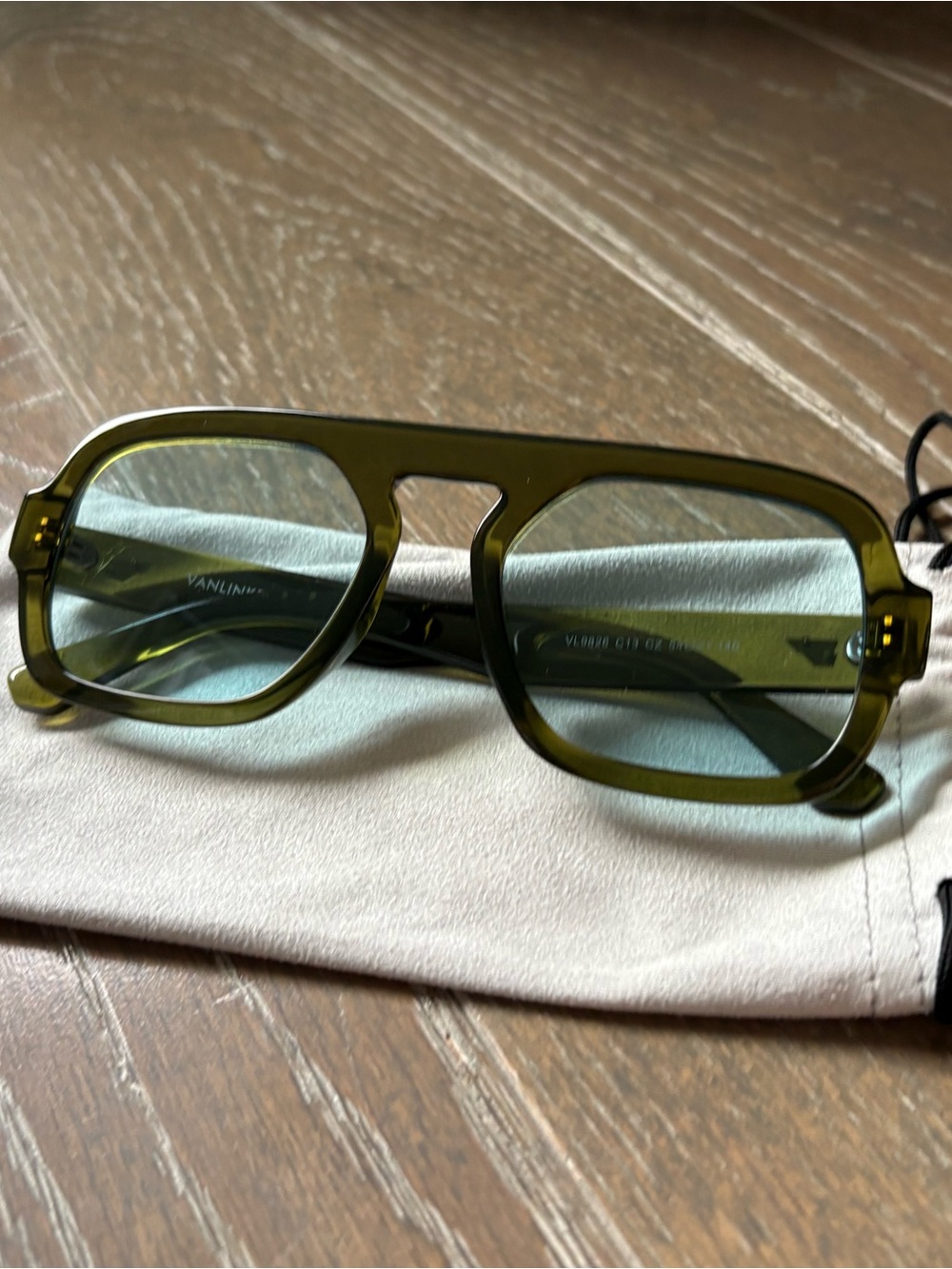 Olive Green Square Aviator Sunglasses